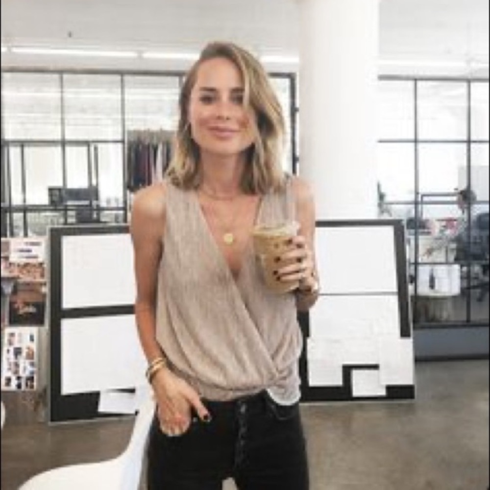 Anine bing Draped Rosegold Metallic top